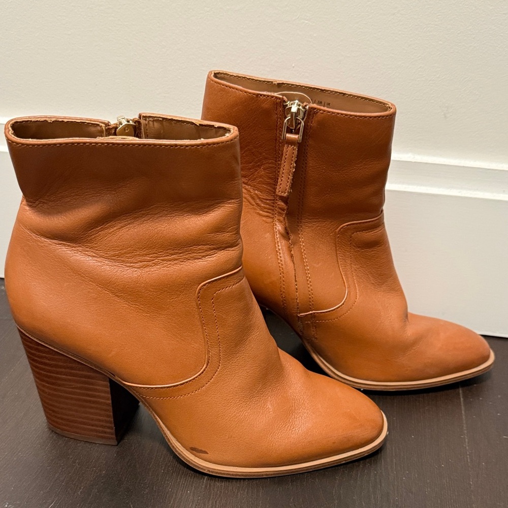 Tan Leather Ankle Boots - Aldo booties